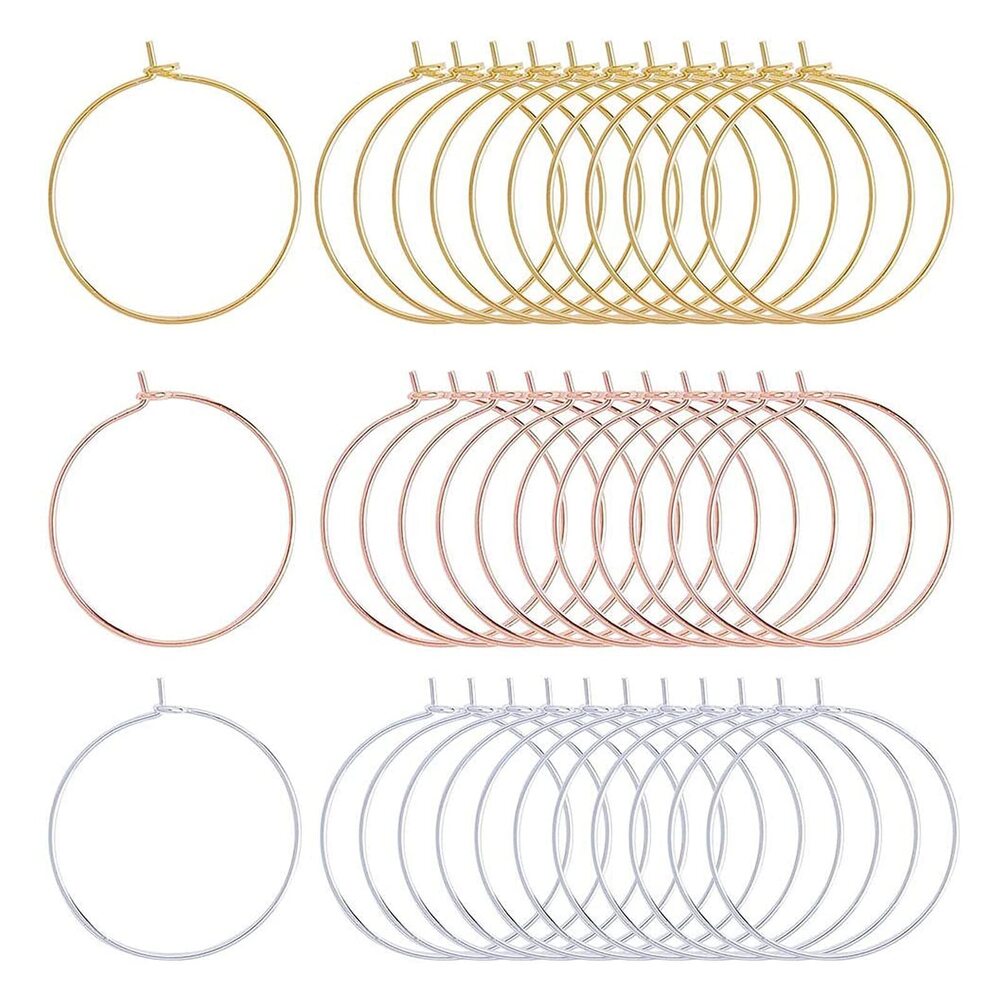 5807 150PCS 3 Colors 30mm Round Beading Hoops Ring Brass Wine Glass Charms